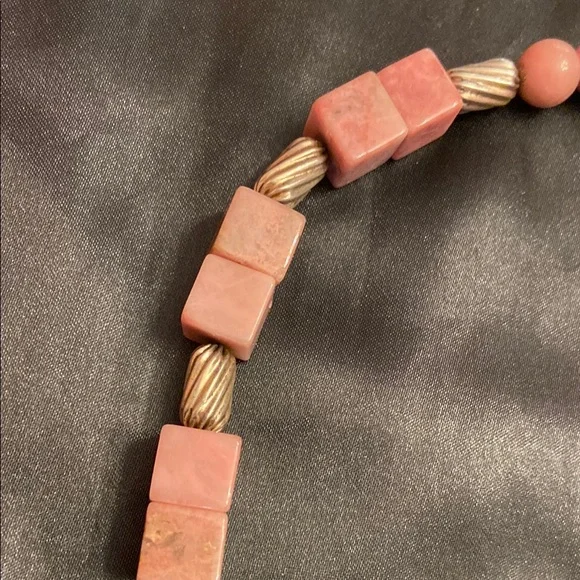 Vintage Sterling Silver Heart Pendant and Pink Stone Necklace - Picture 5 of 16